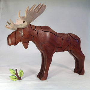 Chapman Puzzle Moose in Mahogany and walnut made in USA at Hardwood Artisans in Charlottesville, Virginia
