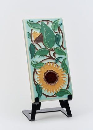 Motawi Art Tile Light Blue Sunflower made in USA at Hardwood Artisans in Elkwood, Virginia