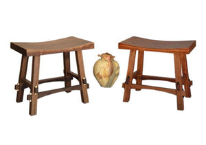 Shinto Benches in Mahogany and Walnut w/ Maple Wedges & Amish joinery custom chairs & stools furniture by Hardwood Artisans