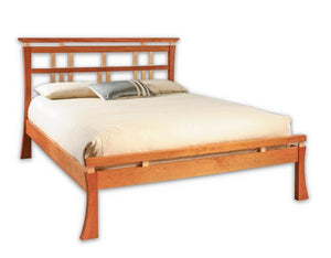 Waterfall bed in cherry wood with curly maple slats. Made by hand in Culpeper, Va by local craftsman. 