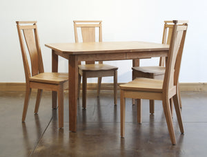 Susan Dining Chair shown with Table for your room or as a unique gift, handcrafted and made in Virginia in assorted hardwoods